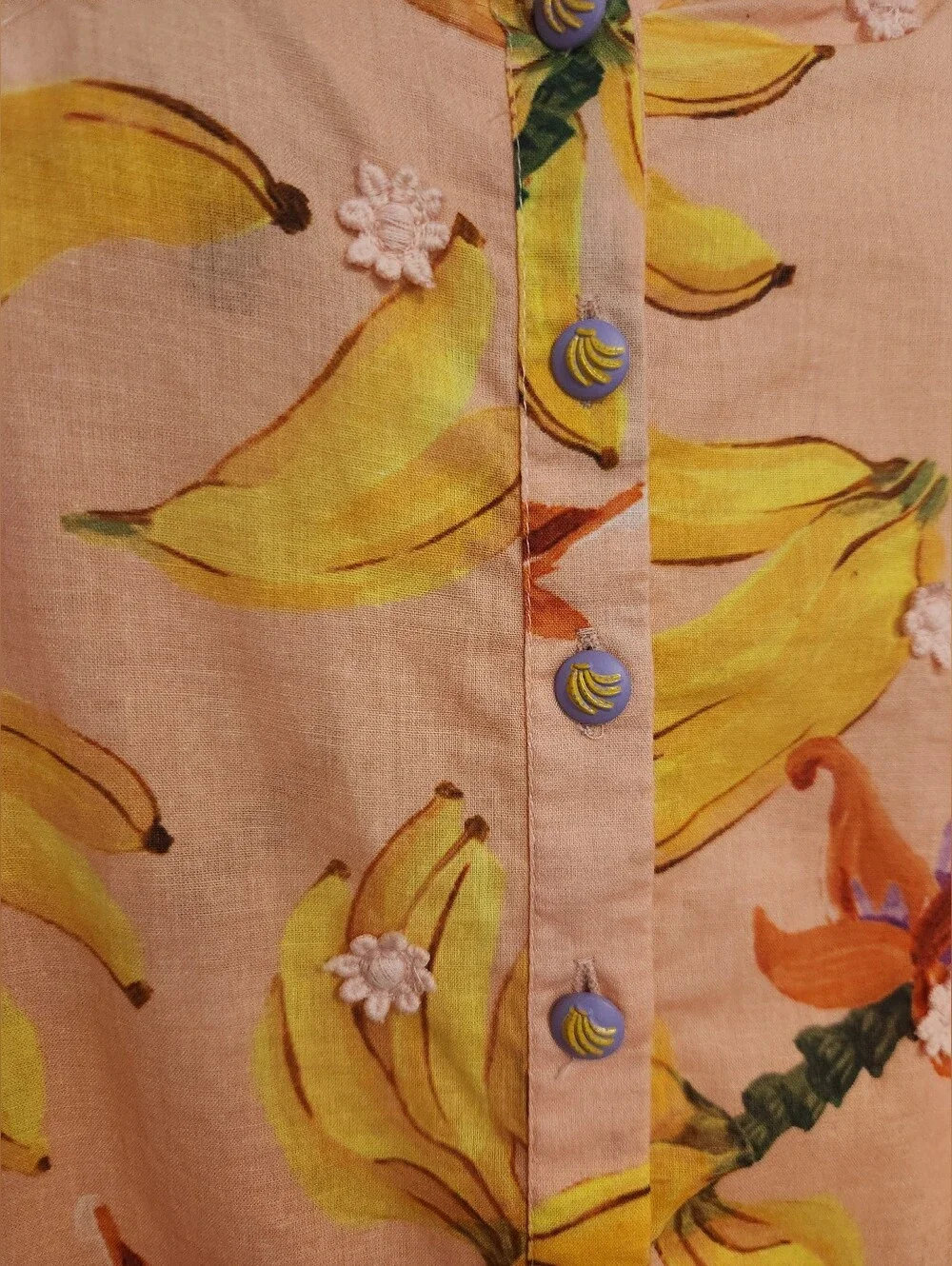 FARM Rio Pink Banana-Print Puff-Sleeve Blouse - XS - Picture 6 of 12